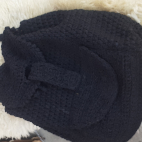 BOHO RODANA LTD black crochet knit backpack Purse Bag - Picture 8 of 13